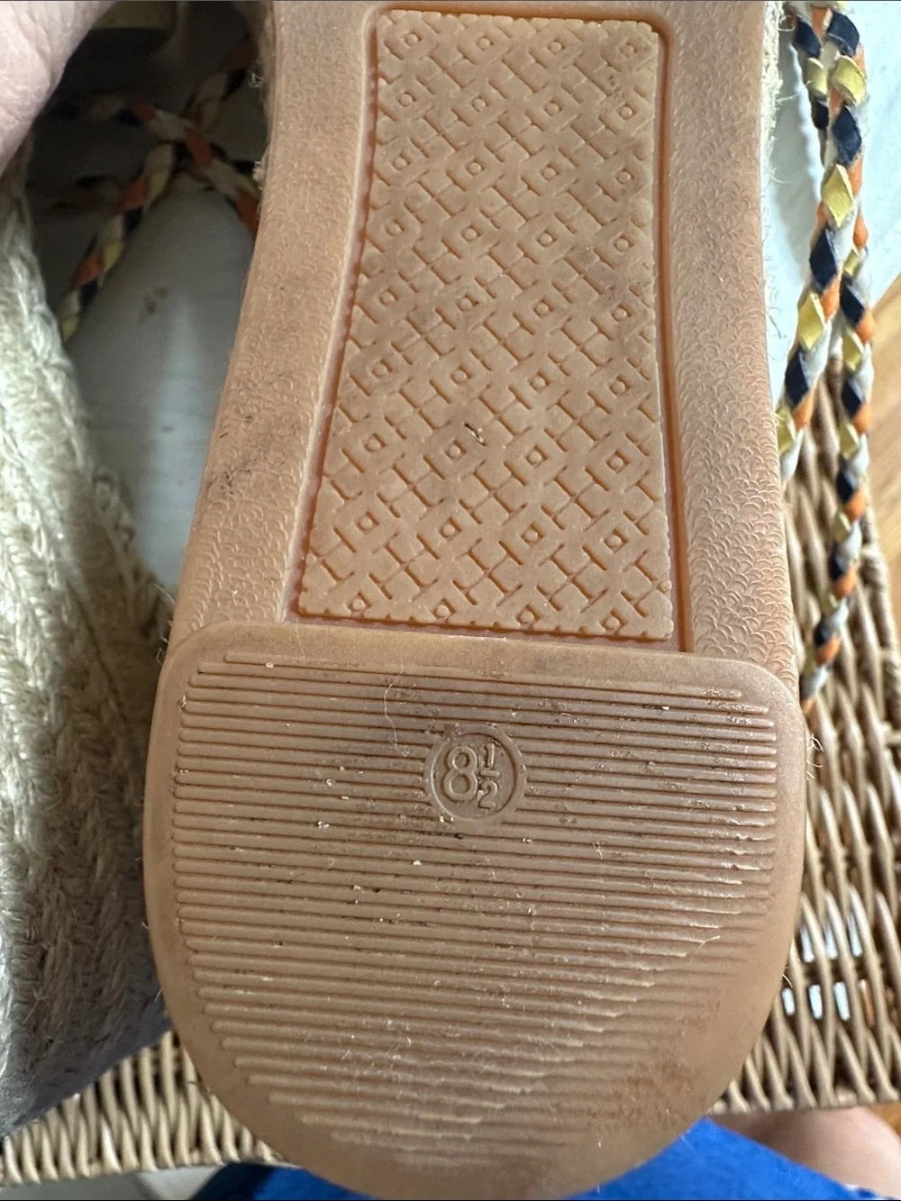 Tory Burch Laguna Canvas Espadrille Wedges with Navy Logo ankle wrap